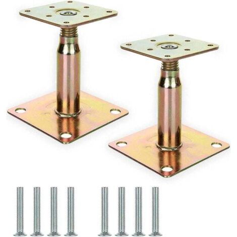 2 Stück 100–150 Mm Verzinkte, Verstellbare Erhöhte Pfostenhalterung, Pfostenhalterung Für Den Bau (gold)