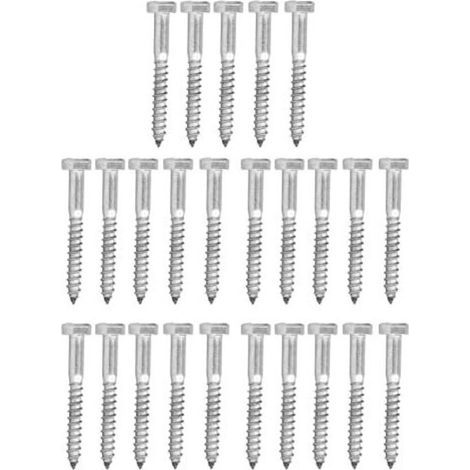 25 Stück Sechskantschrauben M650 Mm 304 Edelstahl Zugschrauben Holz Selbstschneidende Schraube Für Holzpfosten Kabelgeländer Deck Baluster