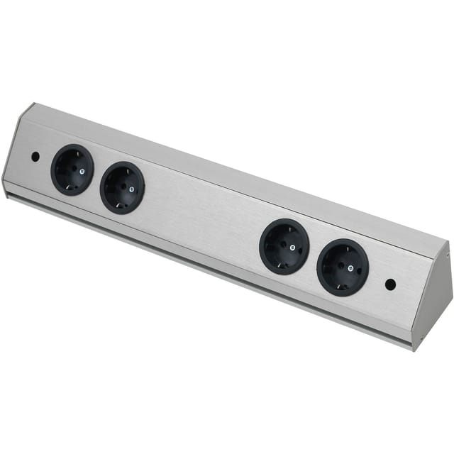 Wipo - Steckdosenleiste Corner Compact 230 v, max.3500 Watt, l 560 mm, Edelstahl Effekt