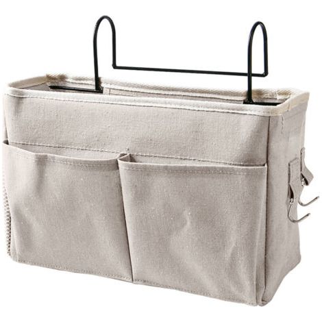Hängende Nachttischtasche Aus Baumwollleinen – Verbesserte Version – Weiß – Bett-organizer Für Wohnheim Und Zuhause