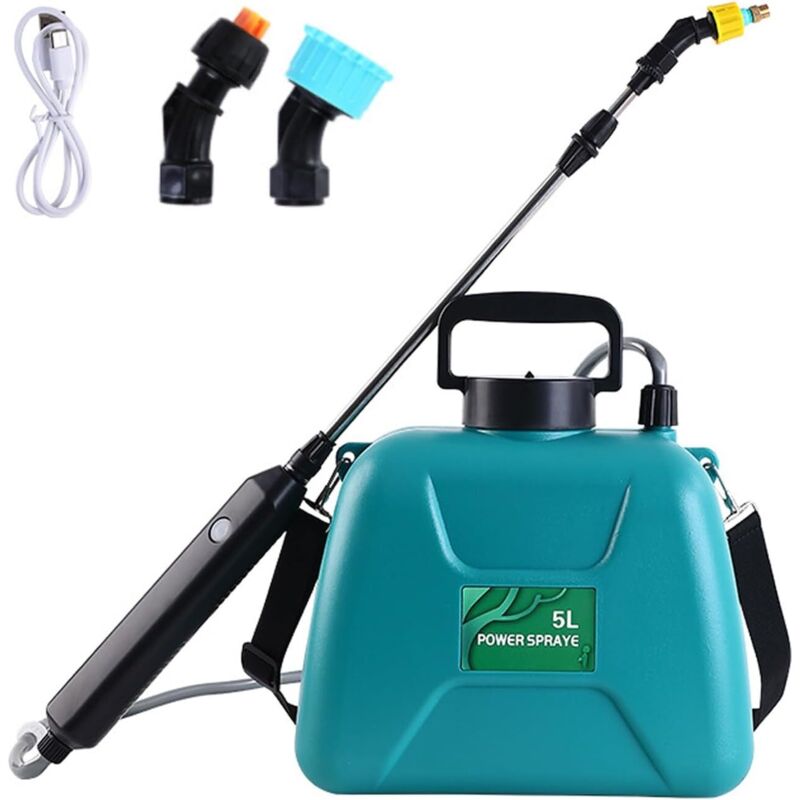 Elektrische Gartengießkanne 5 L, 2400 Mah Akku, Länge Bis 60 Cm, Zum Gießen Und Reinigen Von Gartenpflanzen – Grün