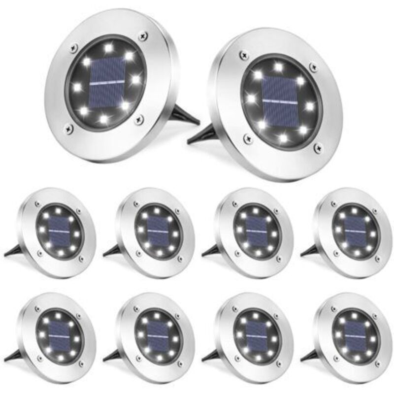 8 Stück Led-leuchte Solaire Extérieur-lampe Solaires Jardin Au Sol-blanc Froid Pelouse Lumière