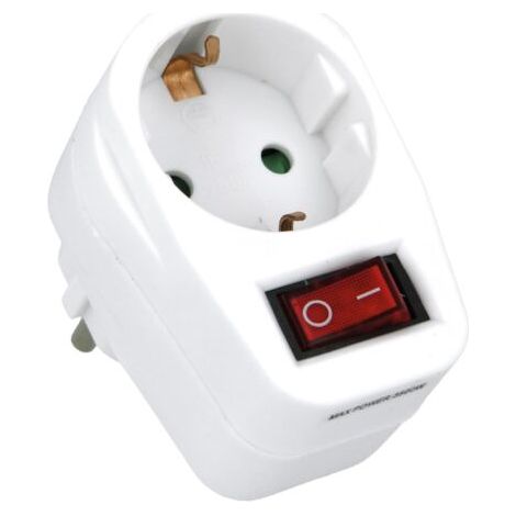 Steckdosendieb Mit Schutzkontaktsteckdose Zum Anschluss Elektrischer Geräte. Wandadapter Mit Schalter. Maximale Spannung: 250 V. Maximale Stromstärke: 10/16 A