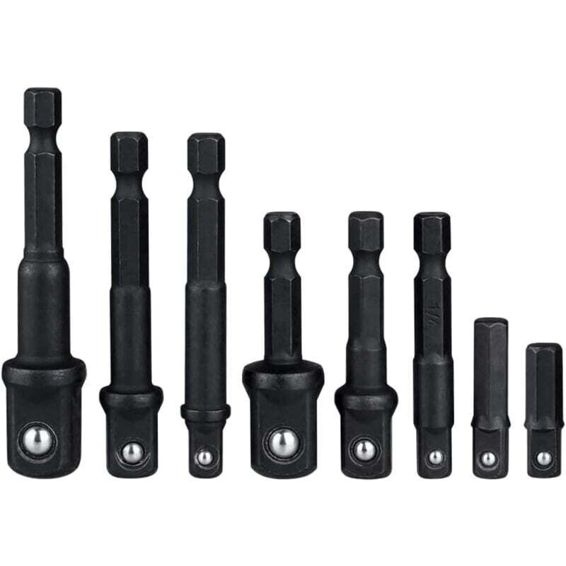 8-teilige Sechskant-port-douilles-adapter Von 1/4 Zoll Auf Schnellen Wechsel (1/4 Zoll, 1/2 Zoll, 3/8 Zoll), Adapter-konverter Für Perceuse-barre-verlängerung Auf Douille Für Die Konvertierung Von Dou