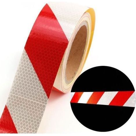 10 M X 5 Cm Selbstklebendes Klebeband, Reflektierendes Klebeband, Hellrot + Weiß