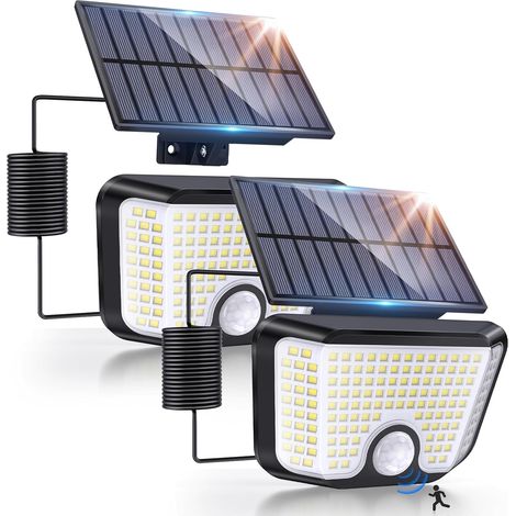 2er-set Solarleuchten Für Den Außenbereich Mit Bewegungsmelder, 155 Leds, Wasserdicht Ip65, 3 M Kabel.