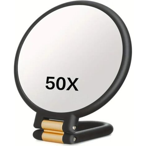 50-fach Vergrößernder Schminkspiegel, Doppelseitiger Tragbarer/wandspiegel Mit 360° Verstellbarem Griff Für Hautpflege Und Schönheit