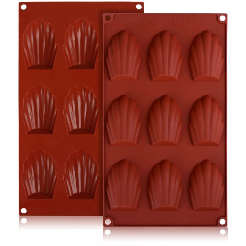 Madeleine-silikonform Mit 9 Mulden – 2 Antihaftbeschichtete Teller Für Muffins, Schokolade Und Hausgemachte Desserts