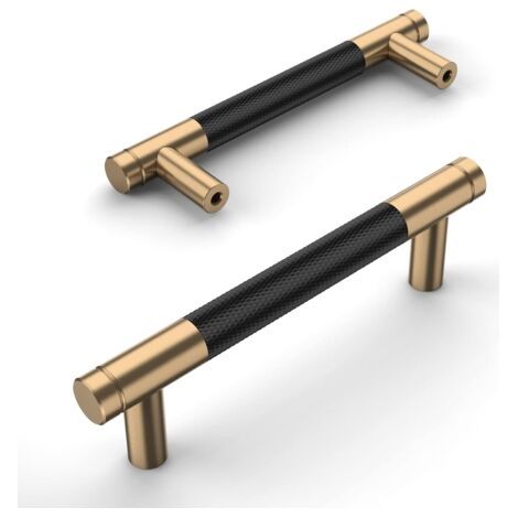 2er-pack Schwarze Und Goldene Küchenschrankgriffe Aus Aluminiumlegierung, 96 Mm Lochabstand, Mit Schrauben, Geeignet Für Schreibtischschubladen