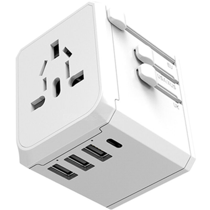 Universeller Globaler Steckdosenleisten-reiseadapter – Internationales Reiseladegerät Mit 2 Usb-c-anschlüssen Und 2 Usb-anschlüssen, All-in-one-reiseadapter Uk Auf Eu, Usa, Uk,