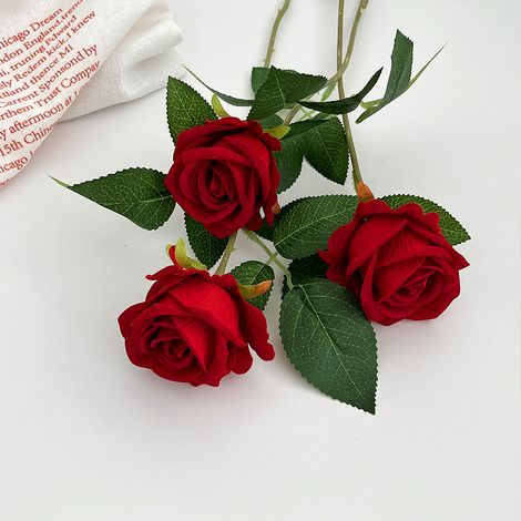 10 Künstliche Rosen Im Freien, Große Unikate, Rosensoufflées Für Brautstrauß, Hochzeit, Jubiläumsfest, Innen- Und Außendekoration – Rouge