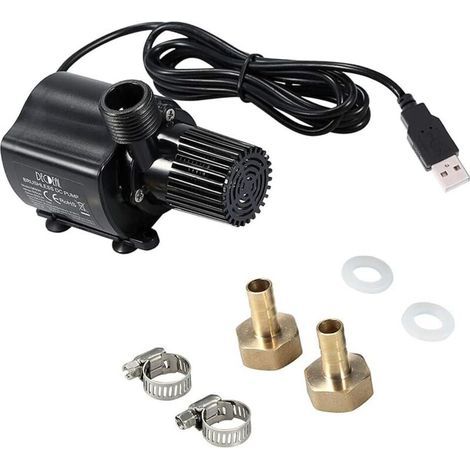 Gartenbrunnenpumpe – Usb – Mit 2 Anschlüssen Und Usb-ladekabel – Mini-wasserpumpe Für Becken, Brunnen, Aquarium, Schwimmbad, Garten – Schwarz
