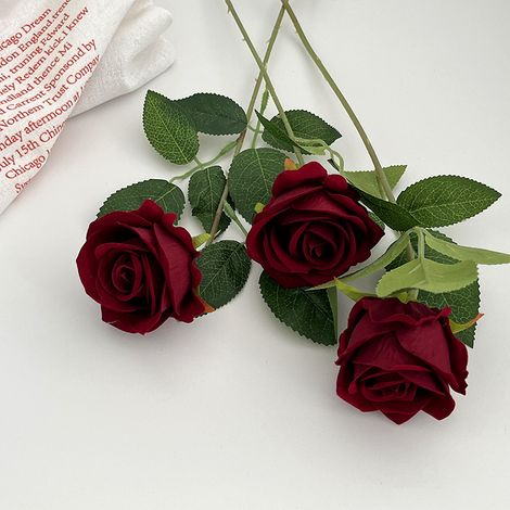 10 Künstliche Rosen Im Freien, Große Unikate, Rosensoufflés Für Brautstrauß, Hochzeit, Jubiläum, Innen- Und Außendekoration – Rouge Foncé