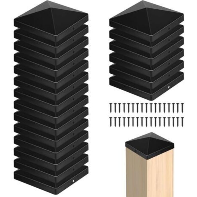 Chapeau Poteau Bois 10x10 Cm, Lot Von 20 Capuchons De Poteau, Capuchons En Plastique, Capuchons De Poteau De Clôture Avec Vis, Pour Protéger Les Poteaux En Bois