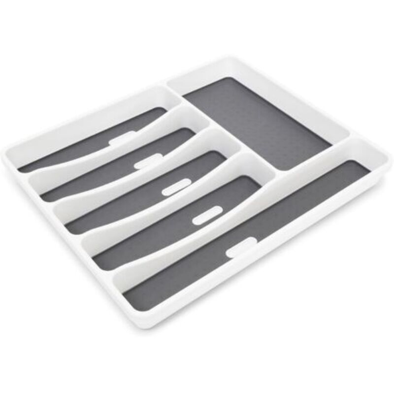 Pr Range-couverts En Matière Plastique 6 Fächer Rangement Tiroir Cuisine 5 X 32,5 X 40,5 Cm, Couche Antidérapante & Plots, Blanc/anthrazit