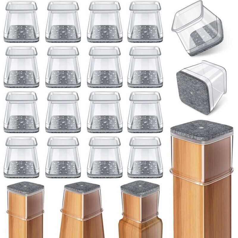 24 Stück Quadratische Stuhlbeinschoner (geeignet Für Dicken Von 19–25 Mm).