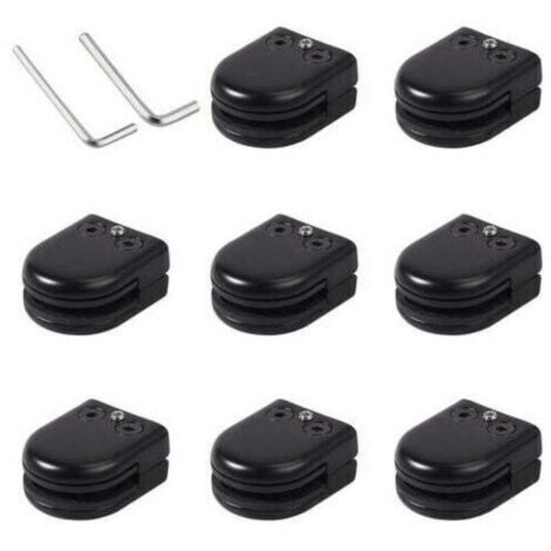 Lot Von 8 Pinzetten Glas Aus Rostfreiem 304-schwarz-edelstahl. Stabile Stütze Für Glas 8-10 Mm. Endpolitur. Einfache Installation