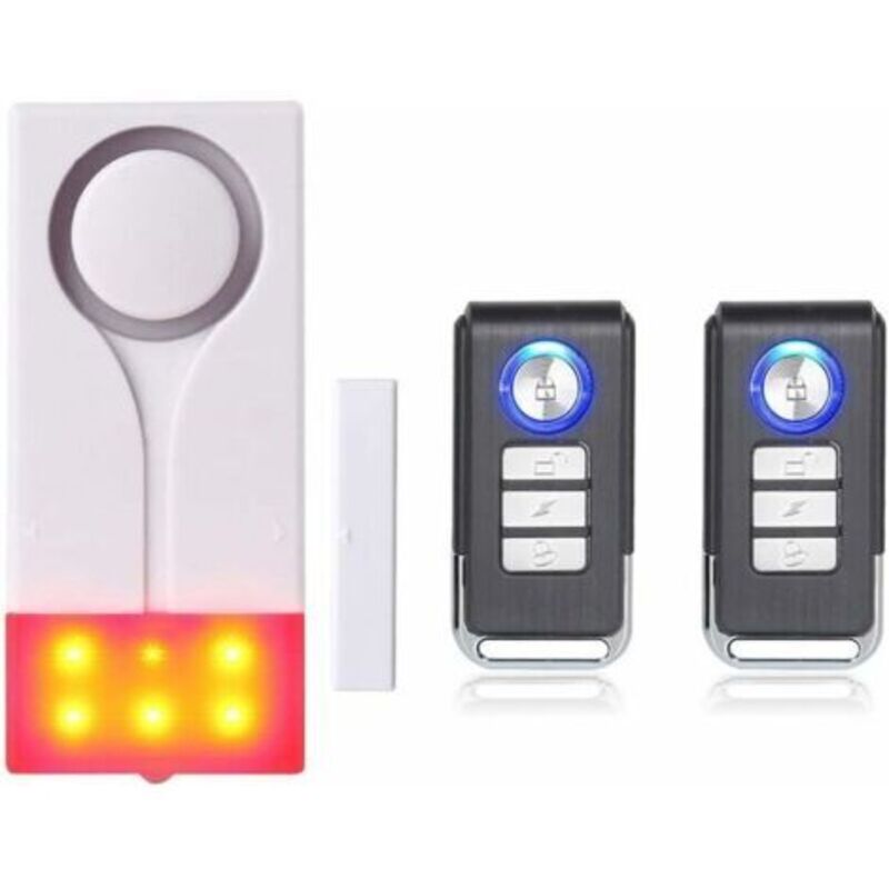 Pr Alarme Pour Porte Et Fenêtre - Alarme Antivol Sans Fil Avec Un Son Puissant De 105 Db And Une Lumière Vive, Facile À Installer (comprend 1 Alarme Et 2 Télécommande)