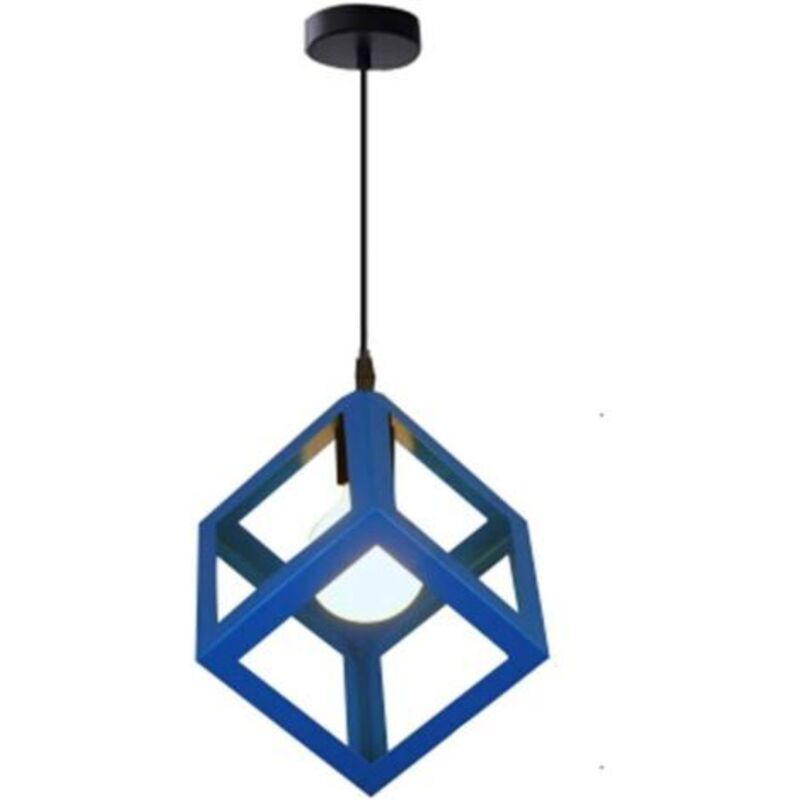 Moderne Industrielle Industrieleuchte, Deckenleuchte Mit Metallkäfig E27 (cube Blue)