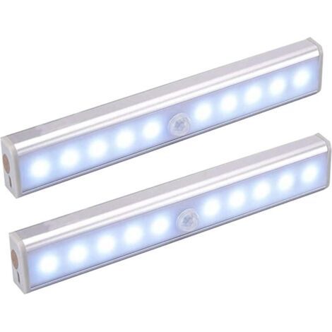 Lampe Detecteur De Mouvement Interieur, Lot De 2 Lampe 10 Led Sans Fil, Lampe Wiederaufladbare Usb-détecteurs De Mouvement Avec Magnétisme, Für Schränke