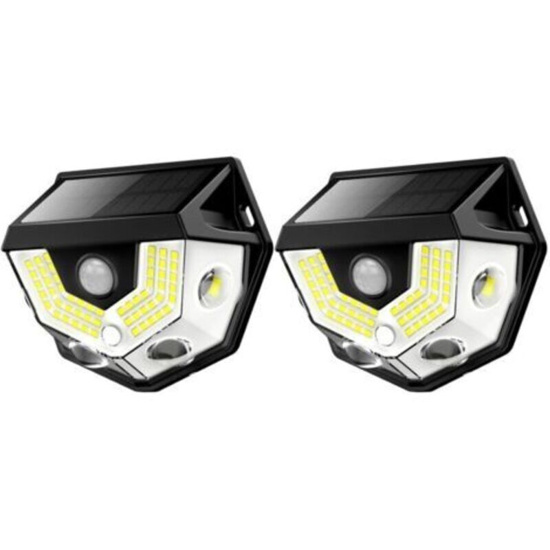 Solar-bewegungsmelderlampe, Großer Winkel 270°, Schutzart Ip65, Außensicherheitsbeleuchtung Für Eingangstür, Hof Und Garage (los 2)