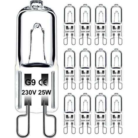 G9-glühbirne, 25 W, 230 V, Dimmbar, Warmweiß, G9-halogenlampe, 300 °c-toleranz, G9-ofenlampe Für Mikrowellenherd, Deckenleuchten, 12 Stück