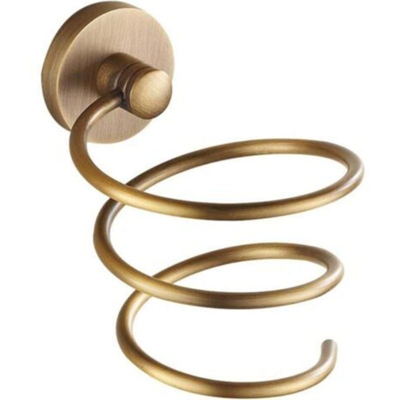 Porte Sèche-cheveux En Laiton Brossé, Support Rangement Classique Fixation Murale, Style European For Salle De Bain