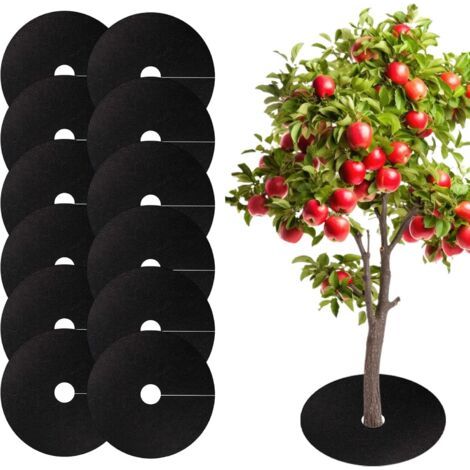 Set Mit 12 Anti-unkraut-tüchern, Biologisch Abbaubar, Gartenmulch, Überwinterungstuch Für Pflanzen Im Freien, Durchmesser 52 Cm