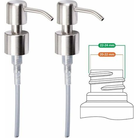 2 Stück Ersatz-seifenspenderpumpe, 24 Mm, Hochwertiger Gebürsteter Edelstahl