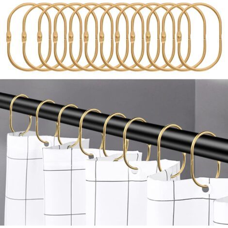 12er-pack Goldene Duschvorhangringe, Badezimmerhaken Aus Edelstahl, Dekorative Ovale Duschvorhangringe Und Duschstangenhaken.