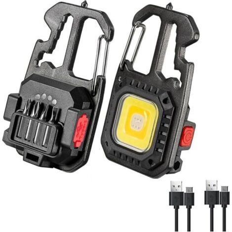 Mini-cob-lampe, 2 Stück, Wasserdichte Schlüsselanhänger-taschenlampe, Wiederaufladbare Inspektionslampen, 1000 Lumen, Für Camping, Reparatur, Notfall