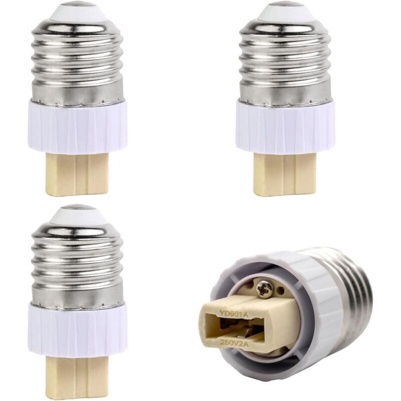 Lot Von 4 Lampenadaptern E27 Auf G9 – Weiß – Konvertieren Sie Eine G9-lampe In Eine Doppel-e27-lampe – Für Doppel-led-lampe, Ampullen Mit Cfl-glühlampe
