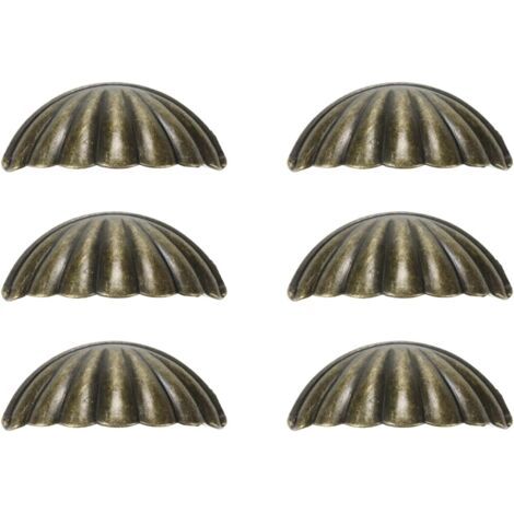 Set Mit 6 Muschelförmigen Zuggriffen Aus Antikbronze Mit 6,35 Cm (2,5 Zoll) Großen Mittellöchern.