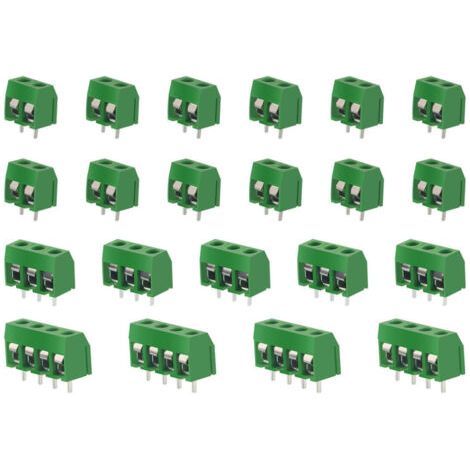 100 Stück Leiterplatten-schraubklemmenblock, 5 Mm Rastermaß, 2-poliger / 3-poliger / 4-poliger Leiterplatten-schraubklemmenblock, Grün