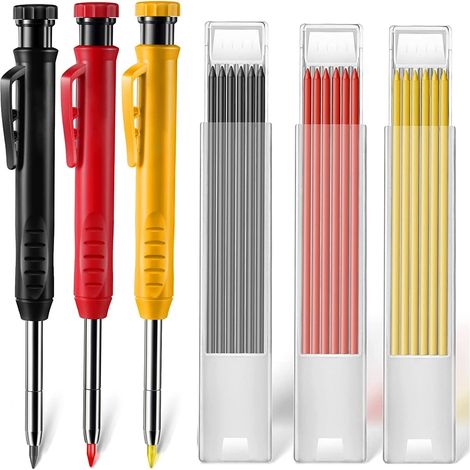 Zimmermannsbleistift-set, 3-teilig, Tiefminenstift Mit Integrierter Kratzklinge Und 18 Ersatzpatronen, Markierungswerkzeug, Markierungswerkzeuge Für Holzbearbeitung, Bauwesen