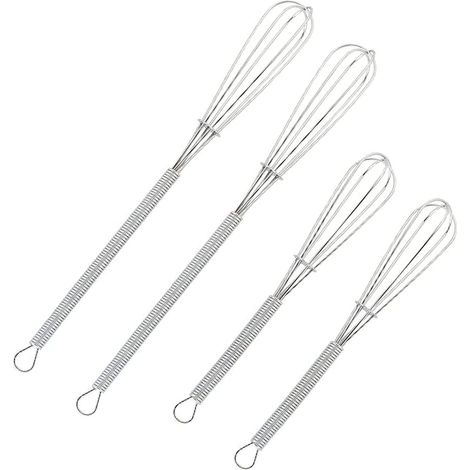 4er-pack Mini-küchen-schneebesen Für Eier, Soßen, 12,7 Cm Und 17,8 Cm Silberne Mini-schneebesen