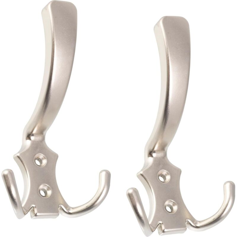 Lot De 2 Patères Murales Triples 115x72x65 Mm - Häkel-/zintre-aufhängung Porte-manteau Chapeau Peignoir Salle De Bain Serviette Douche Wc - Aus Metall - Satinierte Oberfläche