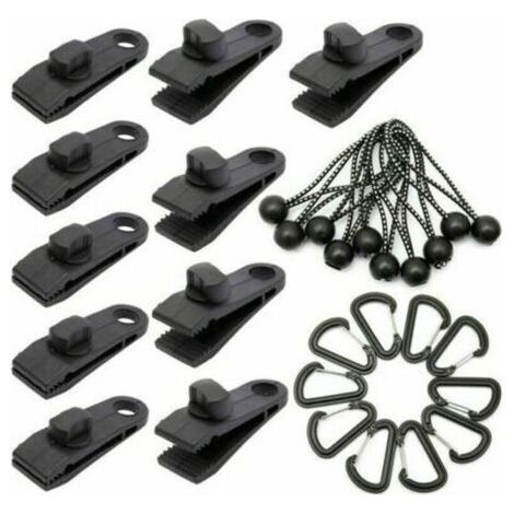 Hot Sale-packung Mit 10 Planen-befestigungsklammern Mit 10 Elastischen Kordeln Mit Kugel Für Markisen, Verriegelungsklammern, Planenklammern, Kunststoff-linoleum-zeltstoffklammern Für Markisenplanen,
