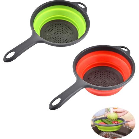 Set Aus 2 Flexiblen Silikon-wasserfiltern Für Die Küche, Mit Flexiblen Filtern Und Poignées (grün Und Rot)