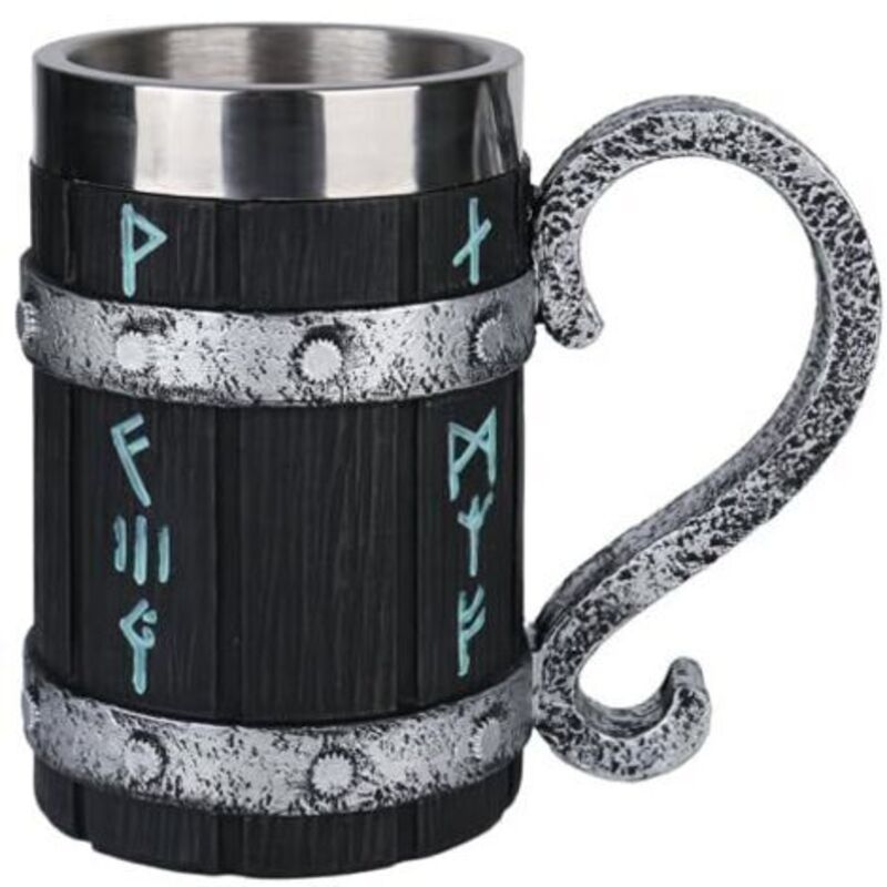 Viking-bierstückchen Aus Holz, Handwerklich Hergestelltes Holzstückchen Mit Doppelter Zugabe Von Rostfreiem Stahl, 600-ml-vintage-stückchen, Mittelalterliche Tasse Für Café/boissons/jus (für Männer).