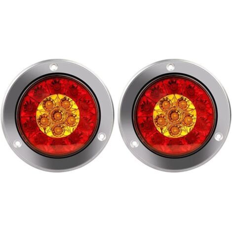 Rundes Led-feu De Freinage Feu, 4x4"rouge Amber Led Feux Arrière Indicateur Lampe