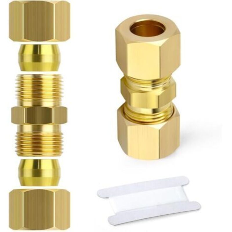 2 Stück Messing-klemmringverschraubungen, 8 Mm Außendurchmesser X 8 Mm Außendurchmesser, Gerade Innengewinde-kompressionsverschraubung