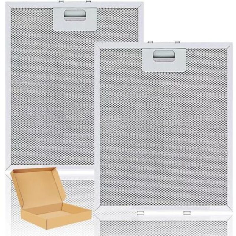 Lot Von 2 Grauen Metallfiltern Für Heißluftsauger – 305 Mm X 267 Mm – Für Aeg, Electrolux, Elica, Whirlpool, Bauknecht