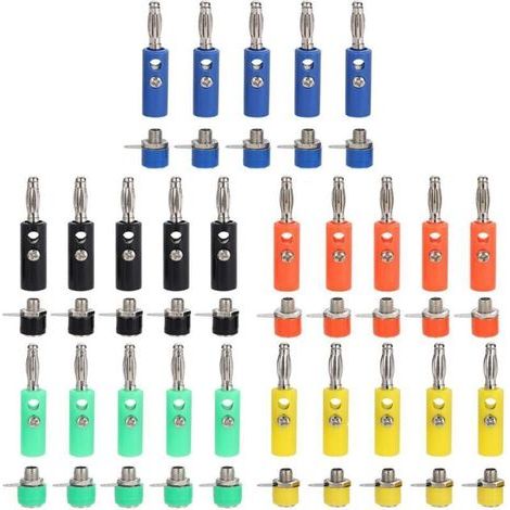 50-teiliges Premium-4-mm-bananenstecker-anschlussset: 25 Bananenbuchsen + 25 Bananenstecker (5 Farben)