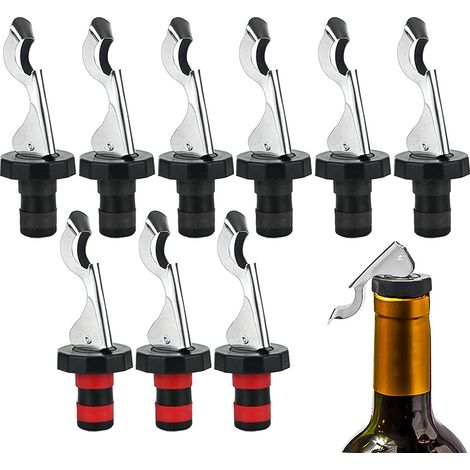 Lot Von 9 Bouchons À Levier Pour Bouteilles Champagne, Aus Rostfreiem Stahl Und Ausziehbarem Silikon, Aus Kunststoff.