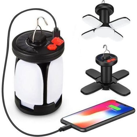 Lampe De Camping Wiederaufladbare - Tehiyol - 6modes D\'eclairage - Zusammenklappbares Design - Solar Usb - Ipx4