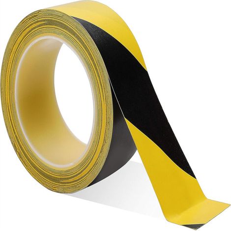 Rolle Selbstklebendes Pvc-warnband, Schwarz Und Gelb, 50 Mm × 33 M