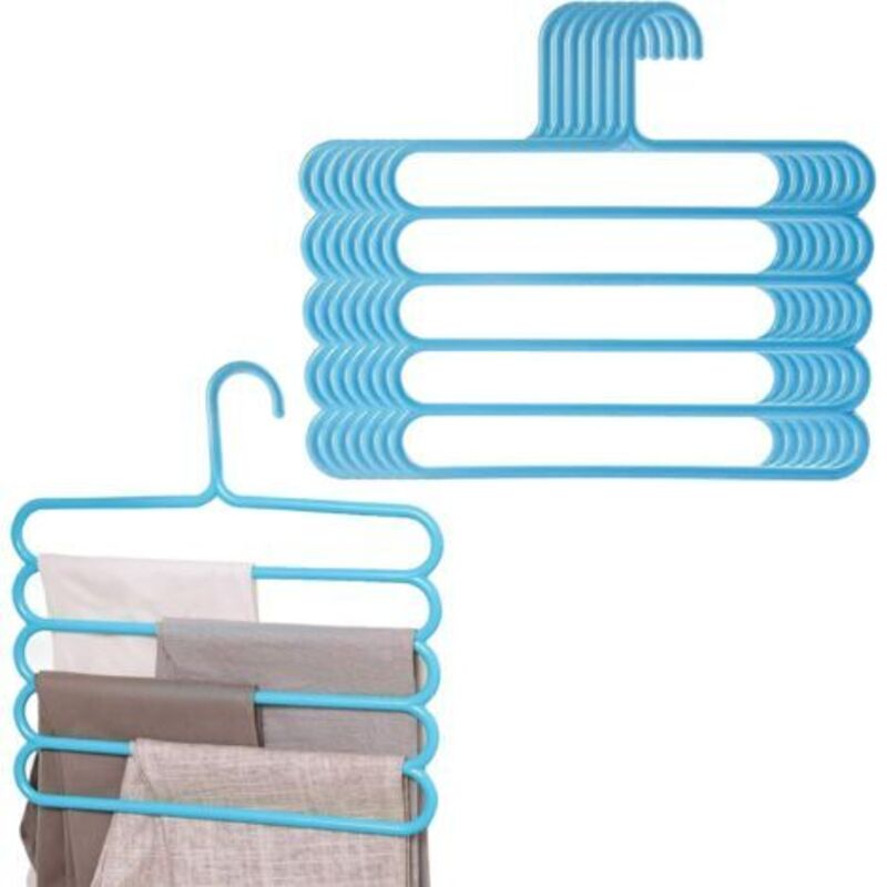 Pr Lot Von 8 Beinen À 5 Sofas Für Pantalons, Cintres À Pantalons Multicouches, Organiser De Rangement En Plastic Anti-dérapant For Pantalons, Jeans, Pantalons, Cravates, Chaussettes, Echarpe (bl