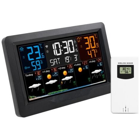 Sw403 J+4 Wetterstation Mit Wi-fi-verbindung Und Farbigem Lcd-bildschirm – Innen-/außentemperatur – Komfortwarnungen – Tuya-anwendung