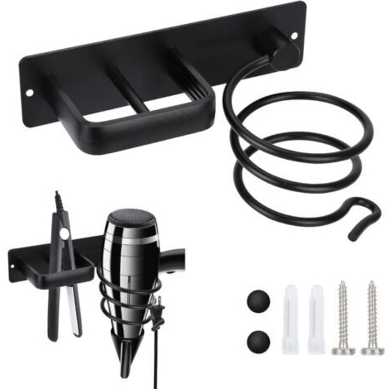 Pr Porte Sèche Cheveux Und Support De Lisseur, Support Seche Cheveux Mit Range-câbles, Support Mural Für Organisator De Sèche-cheveux Für Hôtel De Chambre À Coucher De Salle De Bain